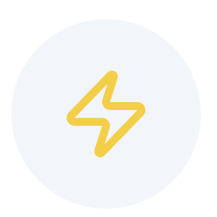 Yellow lightning bolt on light gray circle