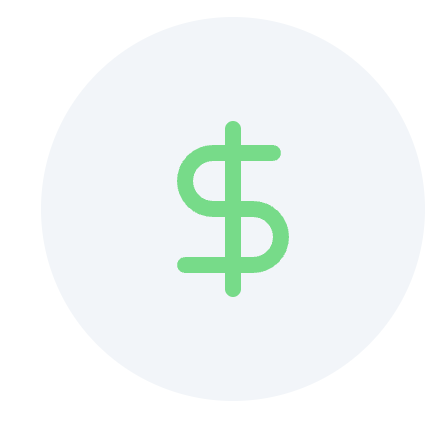Green dollar sign icon on white background.