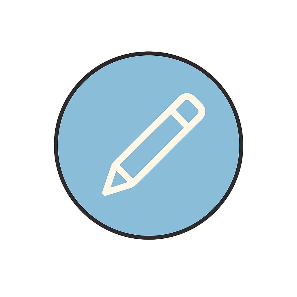 Blue pencil icon inside circle